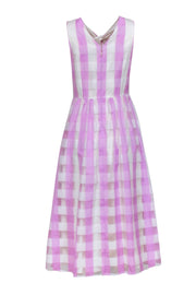 Current Boutique-Kate Spade - White & Lilac Twist Front Gingham Midi Dress Sz 8