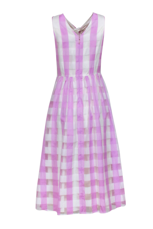 Current Boutique-Kate Spade - White & Lilac Twist Front Gingham Midi Dress Sz 8