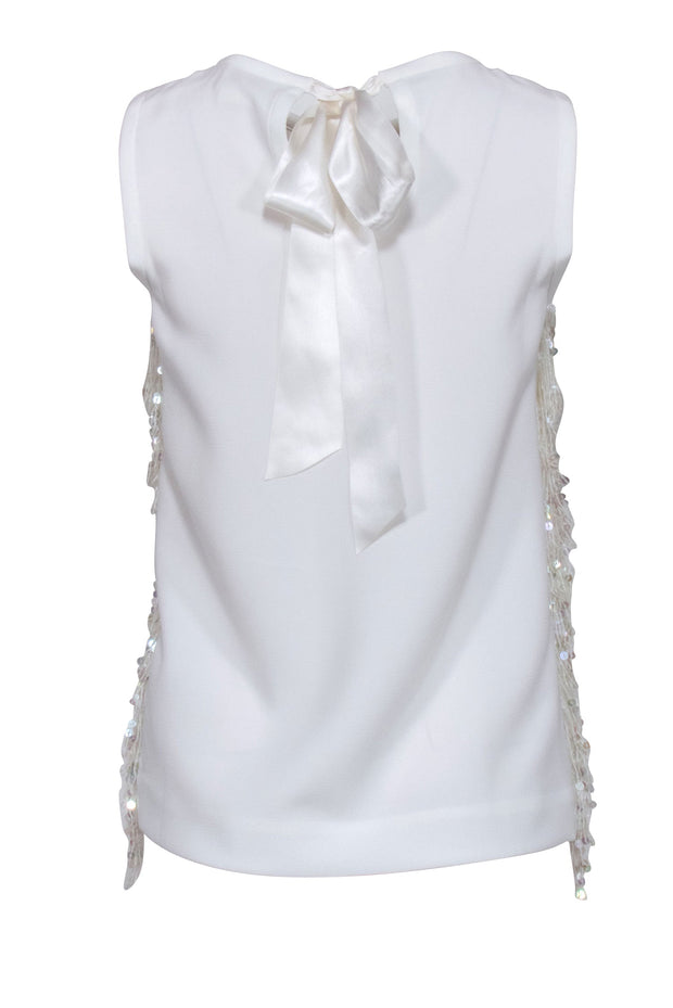 Current Boutique-Kate Spade - White Sleeveless Top w/ Sequin Fringe Sz 0