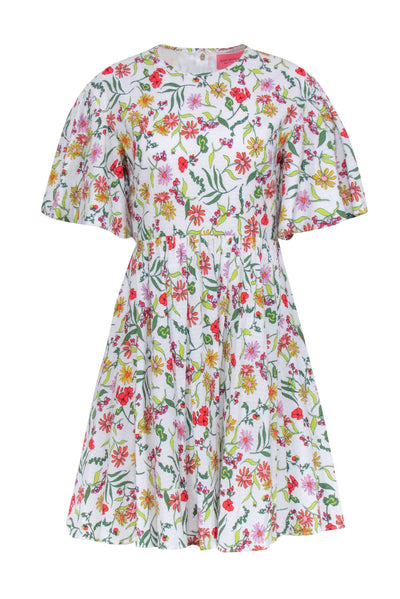 Current Boutique-Kate Spade - White w/ Multicolor Floral Print Textured Woven Dress Sz 8