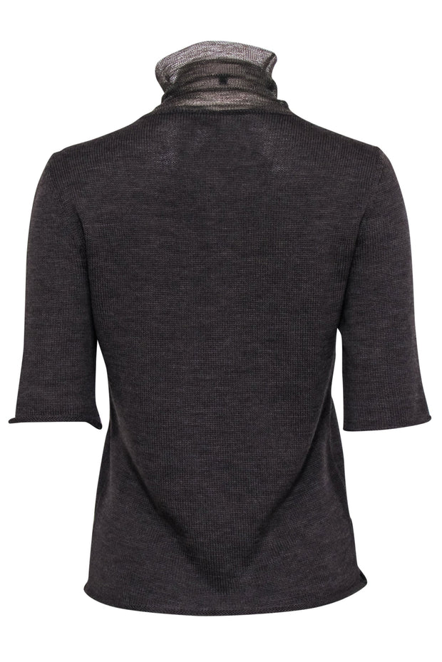 Current Boutique-Krizia Maglia - Brown Knit Mockneck Short Sleeve Top Sz 10