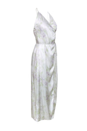 Current Boutique-L'Academie - Ivory & Green Floral Sleeveless Wrap Dress Sz S