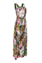 Current Boutique-La DoubleJ - Pink, Yellow, Ivory, & Green Floral Print Maxi Dress Sz S