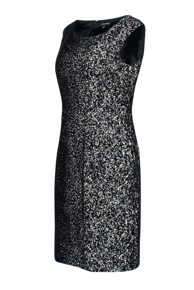 Current Boutique-Lafayette 148 - Black & White Speckled Ombre Sheath Dress Sz 6