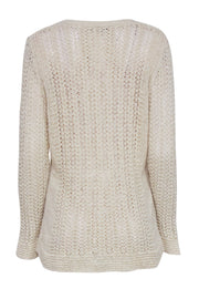 Current Boutique-Lafayette 148 - Cream Crochet V-Neck Cardigan Sz XL