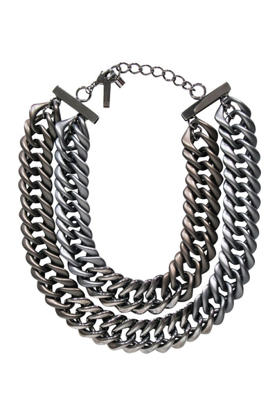 Current Boutique-Lafayette 148 - Gun Metal Grey Thick Chain Necklace