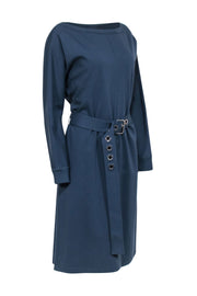 Current Boutique-Lafayette 148 - Teal Sweatshirt Dress w/ Removable Belt Sz L