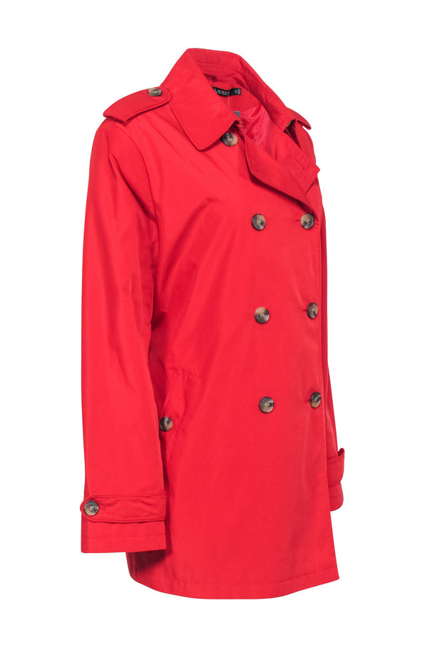 Current Boutique-Lauren by Ralph Lauren - Red Weather Trench Coat Sz XL