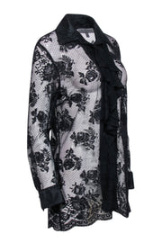 Current Boutique-Les Copains - Black Lace Button Front Sheer Blouse Sz 12