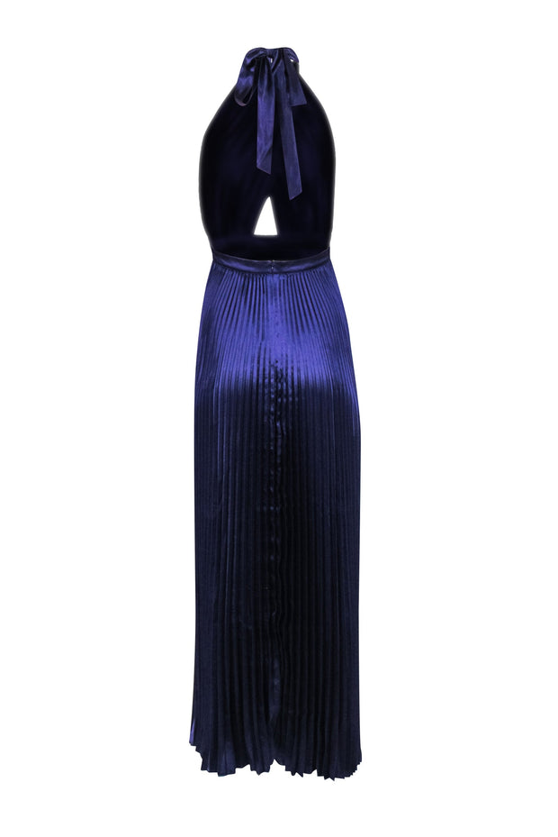 Current Boutique-L'idee - Purple Pleated Satin Halter Neck Gown Sz 4
