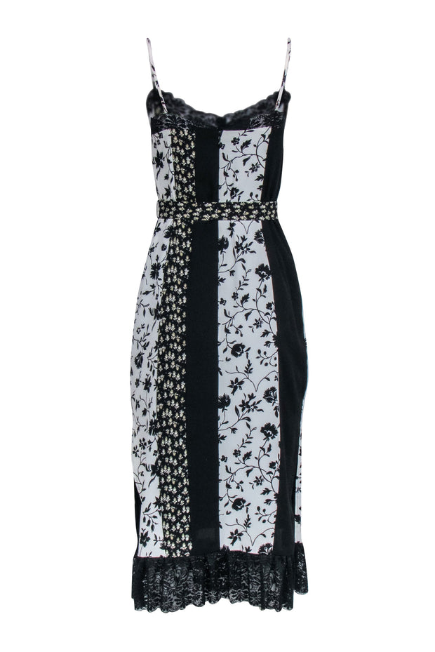 Current Boutique-Likely - Black & White Sleeveless Multi Print Lace Slip Dress Sz S