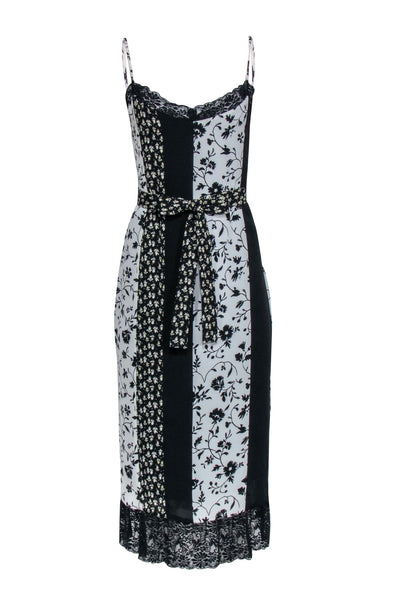 Current Boutique-Likely - Black & White Sleeveless Multi Print Lace Slip Dress Sz S
