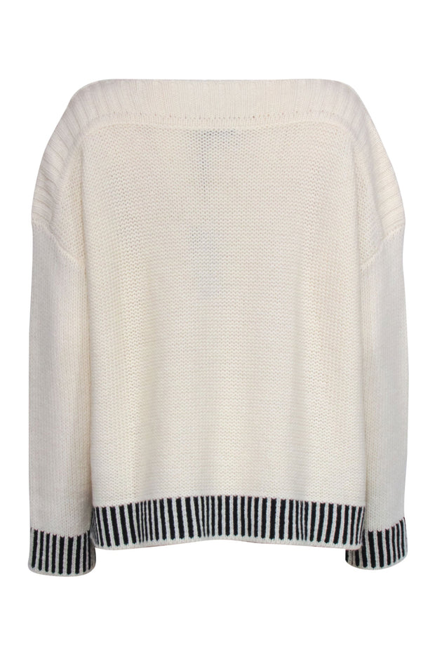 Current Boutique-Liu Jo - Ivory Knit Sweater w/Abstract Print Front Sz L