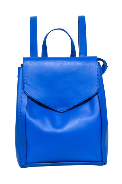 Current Boutique-Loeffler Randall - Blue Leather Front Flap Backpack