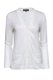 Current Boutique-Loro Piana - White Linen Blend Cardigan Sz 6