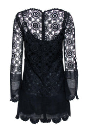 Current Boutique-LoveShackFancy - Black Crochet Knit Lace Mini Dress Sz S