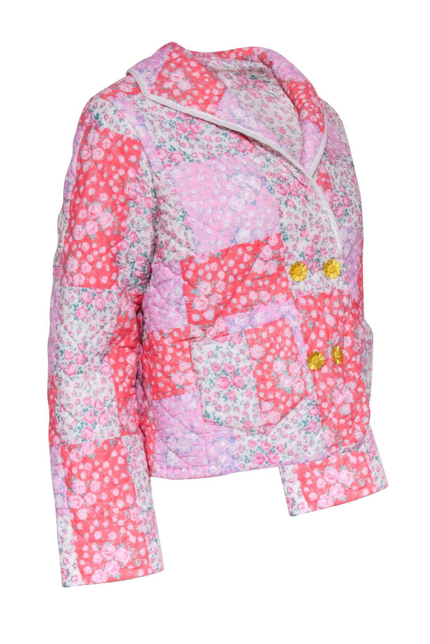 Current Boutique-LoveShackFancy - Pink Patchwork Floral Jacket Sz S