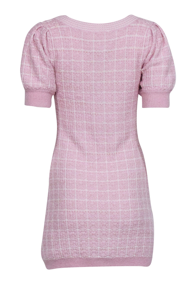 Current Boutique-LoveShackFancy - Pink & White Tweed Short Sleeve Knit Dress Sz S