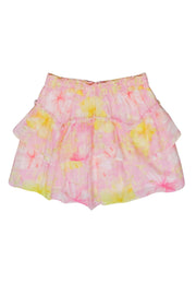 Current Boutique-LoveShackFancy - Pink & Yellow Floral Print Tiered Skirt Sz M