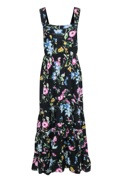 Current Boutique-MISA Los Angeles - Black & Multicolor Floral Print Maxi Dress Sz XL