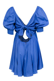 Current Boutique-MISA Los Angeles - Blue Tie Back Short Sleeve Dress Sz M