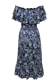 Current Boutique-MISA Los Angeles - Navy & White Floral Print Cold Shoulder Dress Sz S