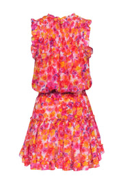 Current Boutique-MISA Los Angeles - Pink, Orange, & Yellow Floral Smocked Bodice & Waist Dress Sz S