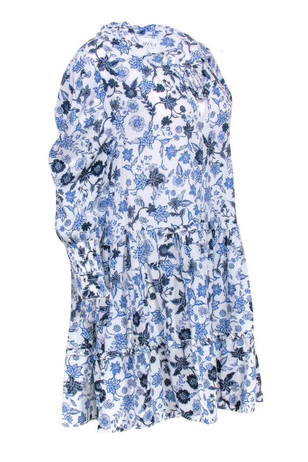 Current Boutique-MISA Los Angeles - White & Blue Floral Print Dress Sz S