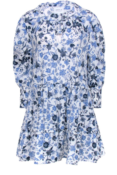 Current Boutique-MISA Los Angeles - White & Blue Floral Print Dress Sz S