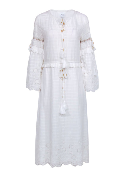 Current Boutique-MISA Los Angeles - White Cotton Long Sleeve Maxi Dress Sz XS