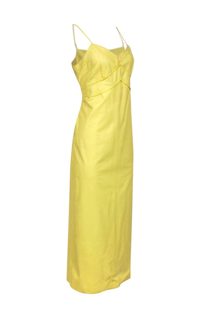 Maison Martin Margiela Yellow Ruched Sheath Tank Maxi Dress L NEW on sale Ribbed Cotton