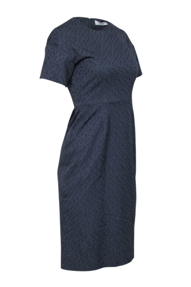 Current Boutique-M.M. LaFleur - Navy Vine Jacquard Short Sleeve Dress Sz 0