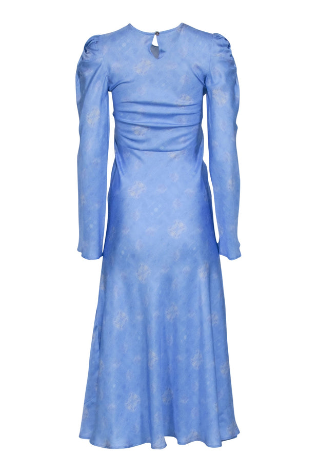 Current Boutique-Maggie Marilyn - Blue Dyed Long Sleeve Silk Midi Dress Sz 2