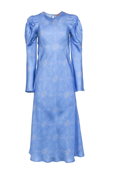 Current Boutique-Maggie Marilyn - Blue Dyed Long Sleeve Silk Midi Dress Sz 2