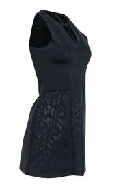 Current Boutique-Maje - Black Leopard Print Scuba Knit Dress w/ Keyhole Neckline Sz 4