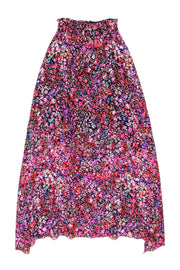Current Boutique-Maje - Black & Pink Multi Floral Print Silk Maxi Skirt Sz S