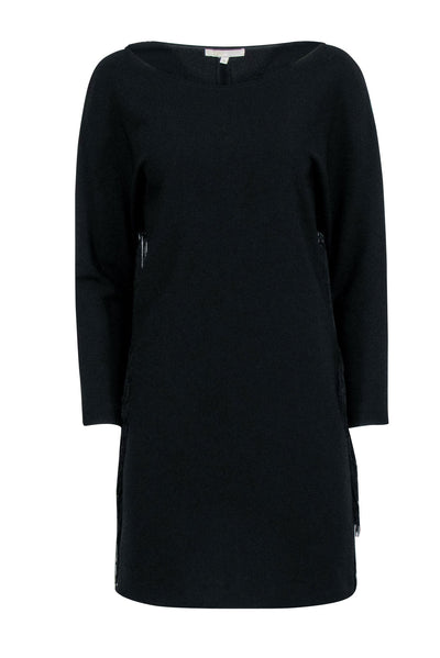 Current Boutique-Maje - Black Shift Dress w/ Fringe Sleeves Sz L