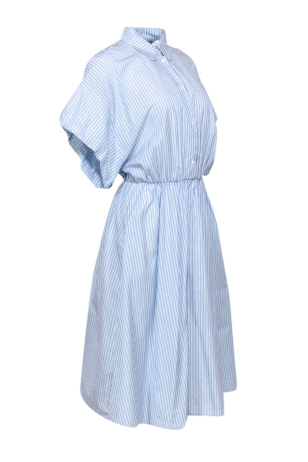 Current Boutique-Maje - Light Blue Striped Short Sleeve Shirt Dress Sz 6