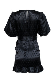 Current Boutique-Majorelle - Black Polka Dot Print Satin "Daria" Mini Dress Sz S