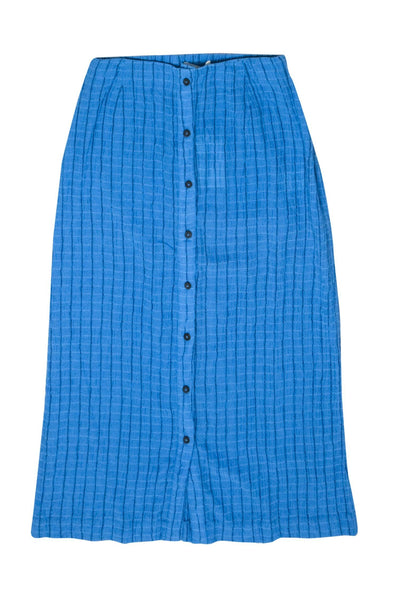 Current Boutique-Mara Hoffman - Blue Midi Skirt w/ Front Button Closure Sz M