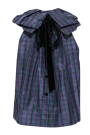 Current Boutique-Marc Jacobs - Black, Purple, & Green Plaid Sleeveless Puff Collar Top Sz 6