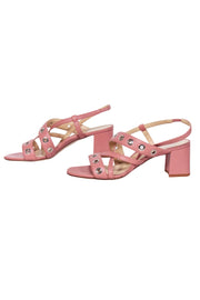 Current Boutique-Marion Parke - Mauve Pink Leather Open Toe Block Heel Pumps Sz 8.5