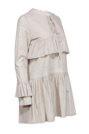 Current Boutique-Matin - Beige Cotton & Linen Blend Dress Sz 10