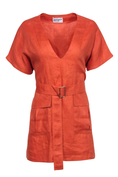 Current Boutique-Matthew Bruch - Terracotta Orange Belted Dress Sz 2