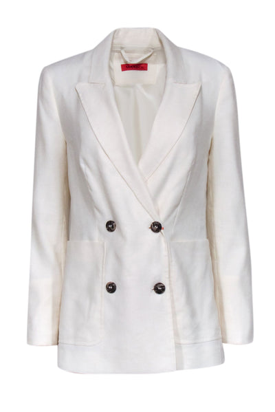 Current Boutique-Max & Co. - Ivory Linen Double Breasted Blazer Sz 2