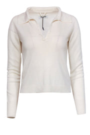 Current Boutique-Max & Moi - Ivory Rhinestone Trim V-Neck Sweater Sz XS