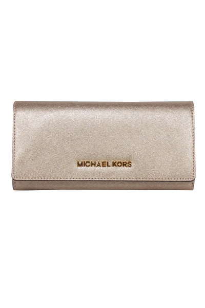 Current Boutique-Michael Kors - Gold Saffiano Leather Long Wallet