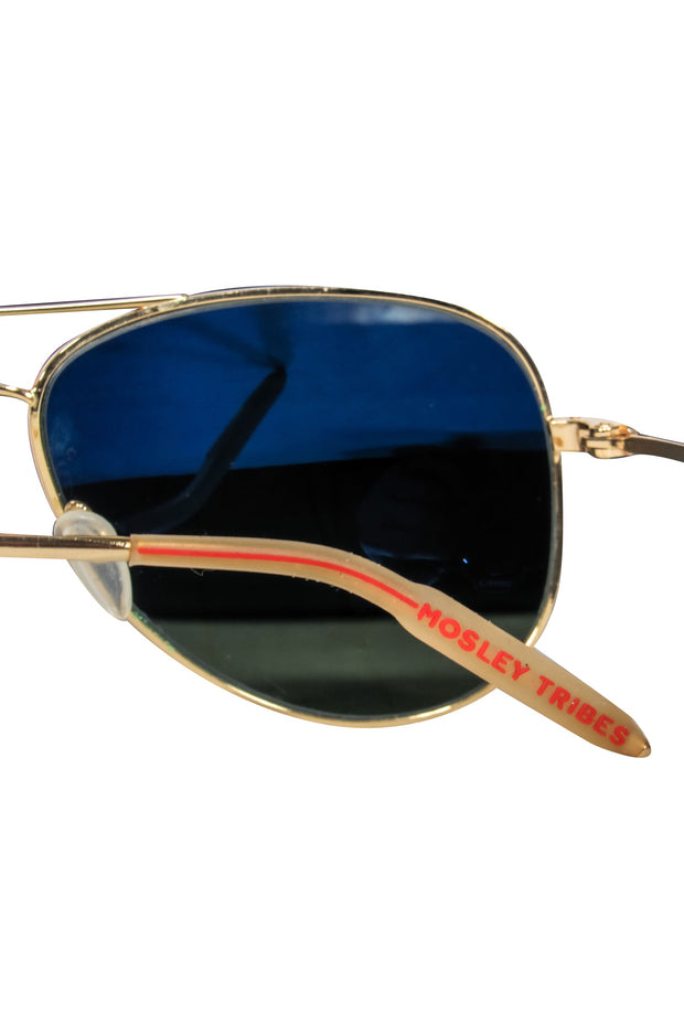 Current Boutique-Mosley Tribes - Gold Frame w/ Black Lens Aviator Sunglasses