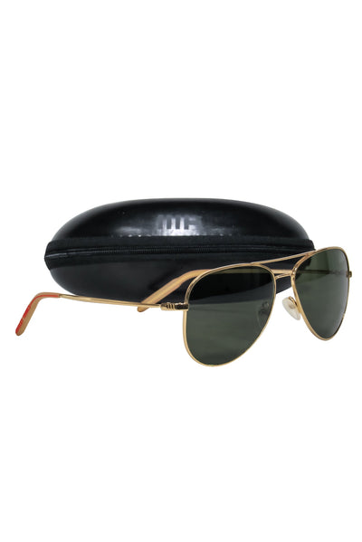 Current Boutique-Mosley Tribes - Gold Frame w/ Black Lens Aviator Sunglasses