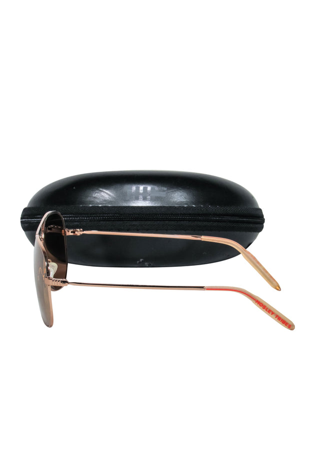 Current Boutique-Mosley Tribes - Rose Gold Aviator Frames w/ Dark Brown Lens Sunglasses